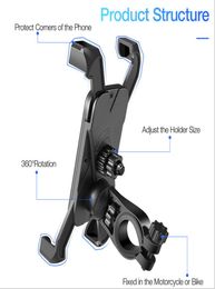 Support de téléphone intelligent anti-secousse de sport de cross-country support de vélo réglable universel rotatif à 360 ° poignée de moto téléphone portable 5434550