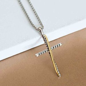 Collier Cross Dy, collier populaire, pendentif en fil, bouton de Style