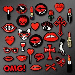 Cross Kiss Lipstick DIY BAQUISA Patch Apliques Borded Apliques Coser Stickers Accesorios de ropa Accesorios Patches de insignia