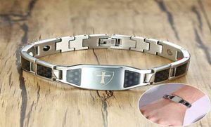 Bracelet magnétique croisé pour hommes, chaîne à main en acier inoxydable, Bracelets d'identification en Fiber de carbone noir, Bracelet à énergie magnétique pour hommes, goutte 2108127271650