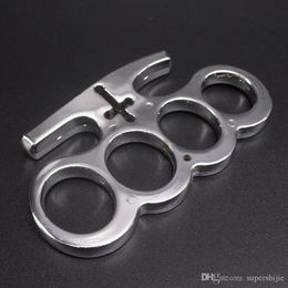 Cross Metal Knuckle Haute dureté Hell Detective Constantine Metal Knuckle Outdoor EDC Tools Knuckle Sécurité personnelle Auto-défense pour hommes et femmes