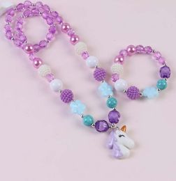 Cross Mirror Children039s Bijoux Unicorn Collier Set Girls Sirène Princesse 2 Set3522836