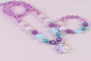 Cross Mirror Children039S Sieraden Unicorn Necklace Set Girls Mermaid Princess 2 Sets1869844