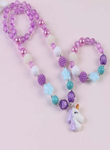 Cross Mirror Children039S Sieraden Unicorn Necklace Set Girls Mermaid Princess 2 Sets9140996