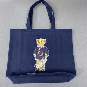 Croix miroir Rl ours Lotte japonais coréen dessin animé impression sac à provisions sac à main une épaule Portable sac en toile 230915