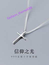 Collier croix pour hommes, en argent Sterling 999, tendance, Design authentique, pendentif Unique, accessoires personnalisés, cadeau d'anniversaire pour petit ami