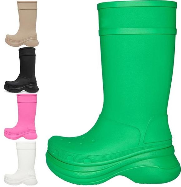 Cross Paris Boots Eva Rubber High Half Over Knee Ankle Boot Triple Blanc Blanc Green Rose Fomes Dames Fashion Designer Fashion Chaussures hivernales Rainboot7894488