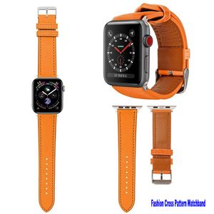 Correas clásicas con patrón cruzado para Apple Watch 42/44/45 mm Cuero de napa italiano Herrajes de acero inoxidable con respaldo de cuero de PU suave Compatible con las series 8 7 6 5 4 3 SE