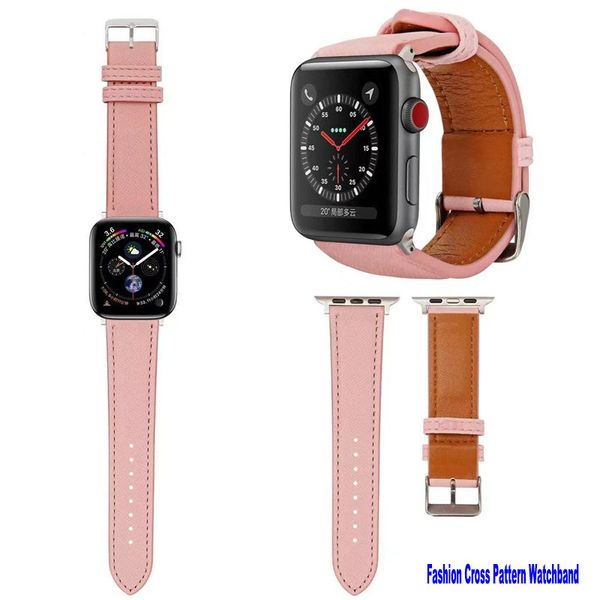 Bracelets en cuir à motif croisé compatibles avec Apple Watch Band 49 mm, 45 mm, 44 mm, 42 mm, 41 mm, 40 mm, 38 mm, fermoir papillon, bracelet de rechange pour iWatch Ultra Series 8 7 6 5 4 3 2 1 SE