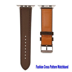 Kruispatroon LEATHERS WATCHBANDS Compatibel met Apple Watch Band 38 mm 40 mm 41 mm 42 mm 44 mm 45 mm 49 mm Top graanleren band voor mannen Iwatch -serie 8 7 6 5 4 3 2 1 SE