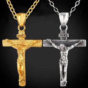 Kruis hangdoek ketting goud/zwart pistool vergulde mode religieuze mannen sieraden voor vrouwen/mannen geloof kruisbeeld heren kettingen