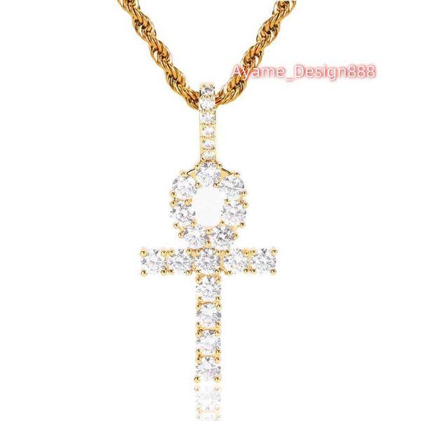 Collier pendentif croix plaqué or, bijoux personnalisés en argent Sterling 925 Vvs, pièce de tête, diamant de hanche, jésus Moissanite