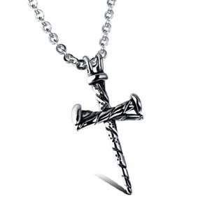 Croix Pendentif Colliers Vintage Titane Acier Coulée Hommes Hip Hop Nail Collier Hipster Punk Croix Déclaration Bijoux Cadeau En Gros DHL