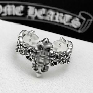 Kruis ringen Man bloem Retro eenvoudige opening Thaise zilveren ring wijsvingerring