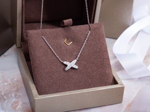 Kruis Rose goud volledige diamanten halsketting met grote en kleine vorken Sterling zilveren dames Seiko mode lichte luxe niche high-end sleutelbeen ketting