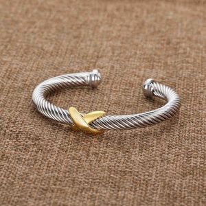 Cross Silver Twist Designer Gold Blaided Charm Fashion Bracelet Sieraden armbanden Bangle Cuff Twisted X 925 Zirkon Luxe Verjaardagsgeschenk 271Y