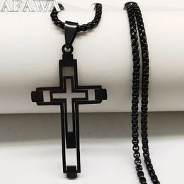 Cross roestvrijstalen ketting voor mannen zwarte kleur goth accessoires gotische grunge sieraden colar masculino N4539S02 240422