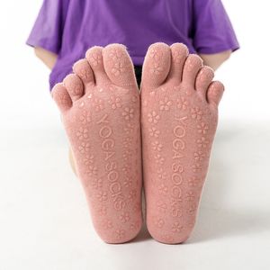 Chaussettes de Yoga antidérapantes à cinq orteils, sangles croisées, avec caoutchouc, chaussettes à bout complet et demi-orteils pour adultes