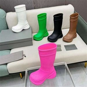 CROSS Femmes pluie Caoutchouc Hiver Bottes de Pluie Plateforme Genou Bottes Cheville Slip-On Moitié Rose Noir Vert Focalistic Outdoor Luxury Jelly bottes imperméables