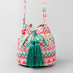 Crossbody Bag Boheemse stijl damescanvas tas lente en zomer bedrukte kwastdecoratie nieuwe bucket schoudertassen portemonnee zonneschijn