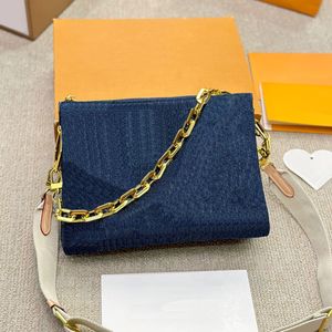 Sac à bandoulière sac de créateur femmes sac à bandoulière chaîne en or sacs de luxe dames mode classique Denim sac à main avec sac à poussière