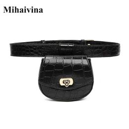 Crossbody tas mihaivina mini taille tas dames alligator lederen fanny pack telefoon zakje ladies brede riem riem vrouw 220802