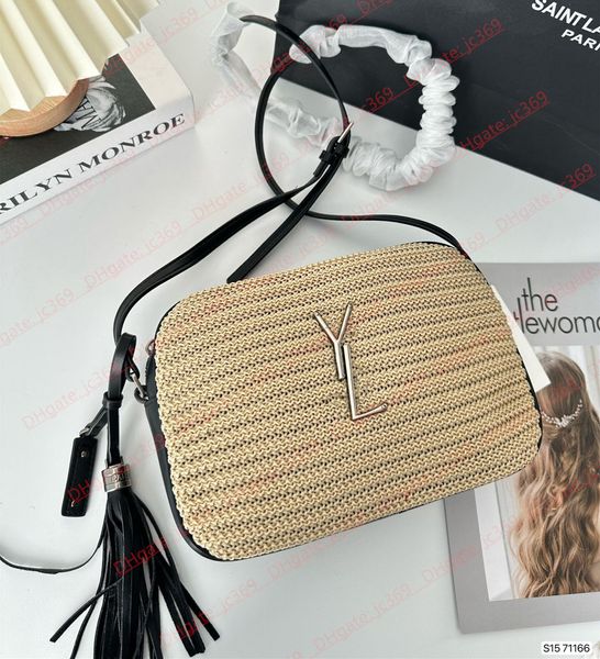 Crossbody Bag Retro Crossbody Bag Bolso de mujer Grass woven Camera Style Wallet Designer Luxury Black Knitted Leather Bolso de moda Crossbody Shoulder Bag