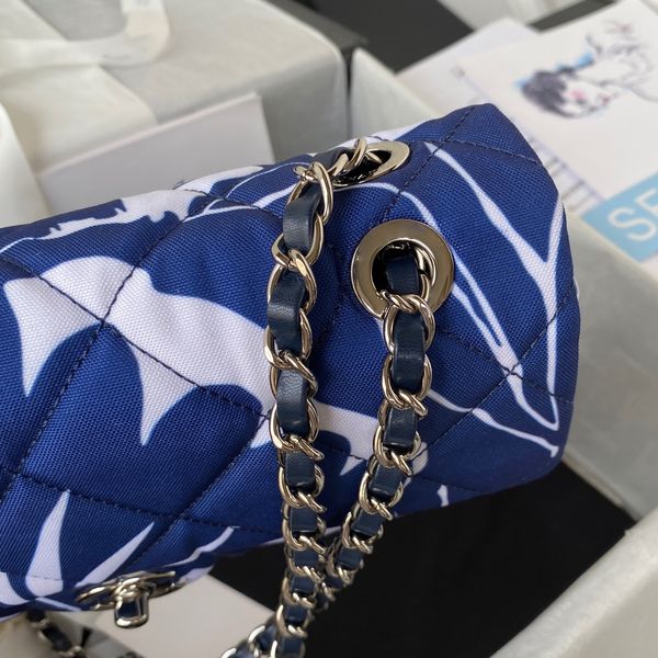 sac bandoulière Sponge Ringling tissu imprimé bleu et blanc sac porté épaule contenance grand arc-en-ciel tendance mode