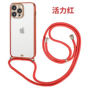 Crossbody Clear Electroplated Golden Case pour iPhone 14 13 12 11 Pro Max XR XS Max Transparent Soft Back Plating Cover Factory Prix