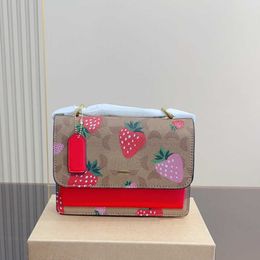 Crossbody designer saco bolsas femininas sacos de corrente moda tendência morango padrão bolsa bolsa