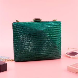 Crossbody Avond voor Vrouwen Mode Gouden Ketting Groene Zakken Luxe Clutch Crystal Party Purse Bag Pochette Femme Zd1453261l