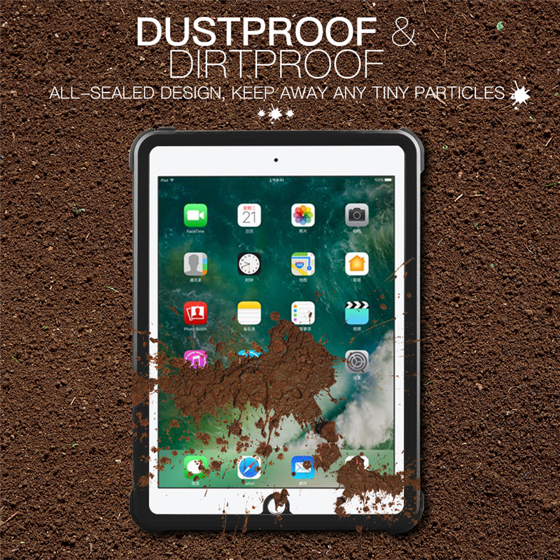 Custodia per tablet trasparente impermeabile IP68 a tracolla per iPad Air 9.7 Cordino regolabile Sport all'aria aperta Protezione completa Paraurti morbido Armatura robusta trasparente Guscio anti-neve