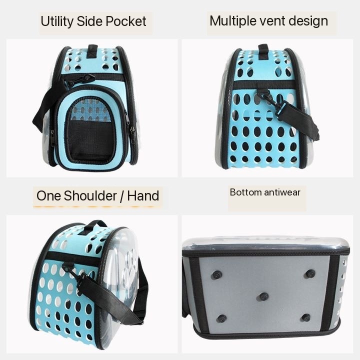 Sac à bandoulière d'extérieur pour animaux de compagnie, sac respirant et Portable pour chenil, sac à dos pliable et Transparent pour chat/chien, grande capacité