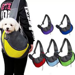 Crossbody Pet Backpack Dogs Carrier Mesh Ademende buitenreistassen draagbare kat en hondenschoudertas 6 kleuren b0503