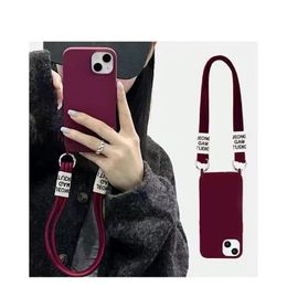 Crossbody telefoonhoesjes voor iPhone11 12 13 14/pro/promax/max/12 13/mini/xr/xs/xsmax/7 8/p/se2020 met eenvoudige lanyard draagbare siliconen nekriem telefoonhoes