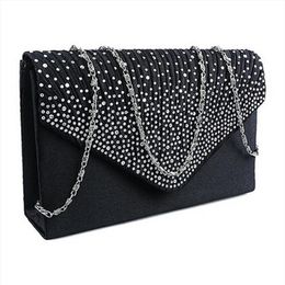 Sac Bandoulière Bandoulière Dames Grande Soirée Satin Diamante Pochette Enveloppe de Soirée Canta Mochilas316F