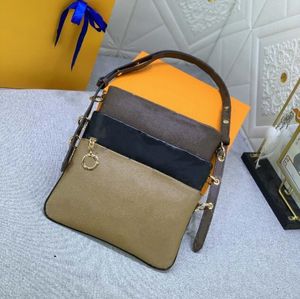 Crossbody schoudertas dames koppeling tas handtas portemonnee metalen ring verbonden drie individuele ritssluiting zakje verwijderbare verstelbare lederen band ritssluitingen