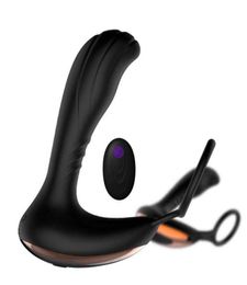 Masseur de Prostate avec télécommande sans fil USB, 7 fréquences, Double Vibration, anneau de verrouillage pour arrière-cour, Male7854602