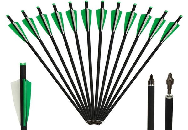 Flèches d'arbalète 20 22 pouces flèches en carbone mixte diamètre 88 mm pointe tir à l'arc chasse tir pointe de flèche amovible vert 220812213K9862538