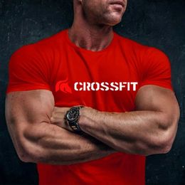 Crossfit Hommes Coton T-shirt Formation Top Gym Vêtements Bodybuilding Vêtements Fitness Active Wear Mode Muscle Graphic Plain Tees 240227