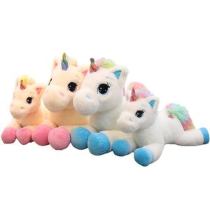 Muñeco de unicornio arcoíris agachado, estrella de la suerte, Pegaso, caballo arcoíris, juguete de peluche