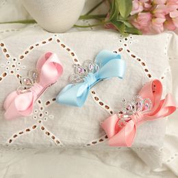 Crown Baby Girl Barrettes Rhinestone Bowknot Princesa Children Bow Hair Hairories Children Turban Batineta para el cabello Bandand B444