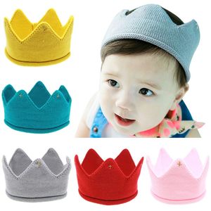 Crown Baby Hats Fotografie Props Haaraccessoires Winter Knit pasgeboren meisje Boy hoofdbanden Tulband Infant Peuter Cap Enfant 149 E3