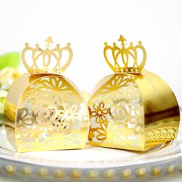 Crown Candy Box Hollow Out Flower Candy Chocolate Boxes Paper Children Candies Box Festival Wedding Party Baby Shower Favor BH8414 Tyj