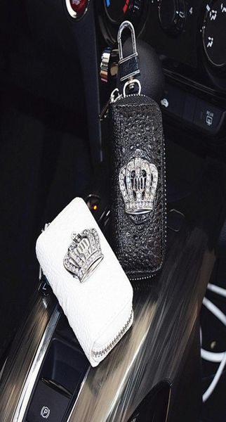 Estuche de almacenamiento para llaves de coche Crown, llaveros de diamantes de cristal, funda para llave, bolsa para mando a distancia con accesorios interiores de corona 1009279