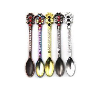 Crown chat magic wand love forme portable mini pelle cuillère metal smoke pelleux poudre scoop hookah shisha dabber dab cire fumer pipe accessoires accessoires