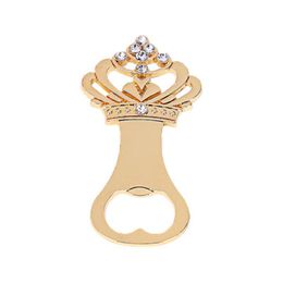 Crown Crystal Bierflesopener Bruiloft Gunst Flesopeners Bruiloft Gift Fot Guset Legering GLB Opener met geschenkdoos