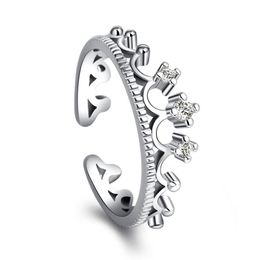 Crown Crystal Rings Diamond Open verstelbare verloving Wed Bands Ringen voor vrouwen Fashion Jewelry