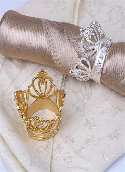 Crown servilleta anillo de metal forma de la corona con imitación de servilleta de diamante para la mesa de boda decoración de la mesa de la boda hebilla5136253