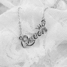 Corona Reina Carta Collares Nueva Moda Lujo Oro Rosa Color Plata Circón Cristal Collar de Clavícula Mujeres Cadena de Diamantes de Imitación Joyería Regalos de Cumpleaños